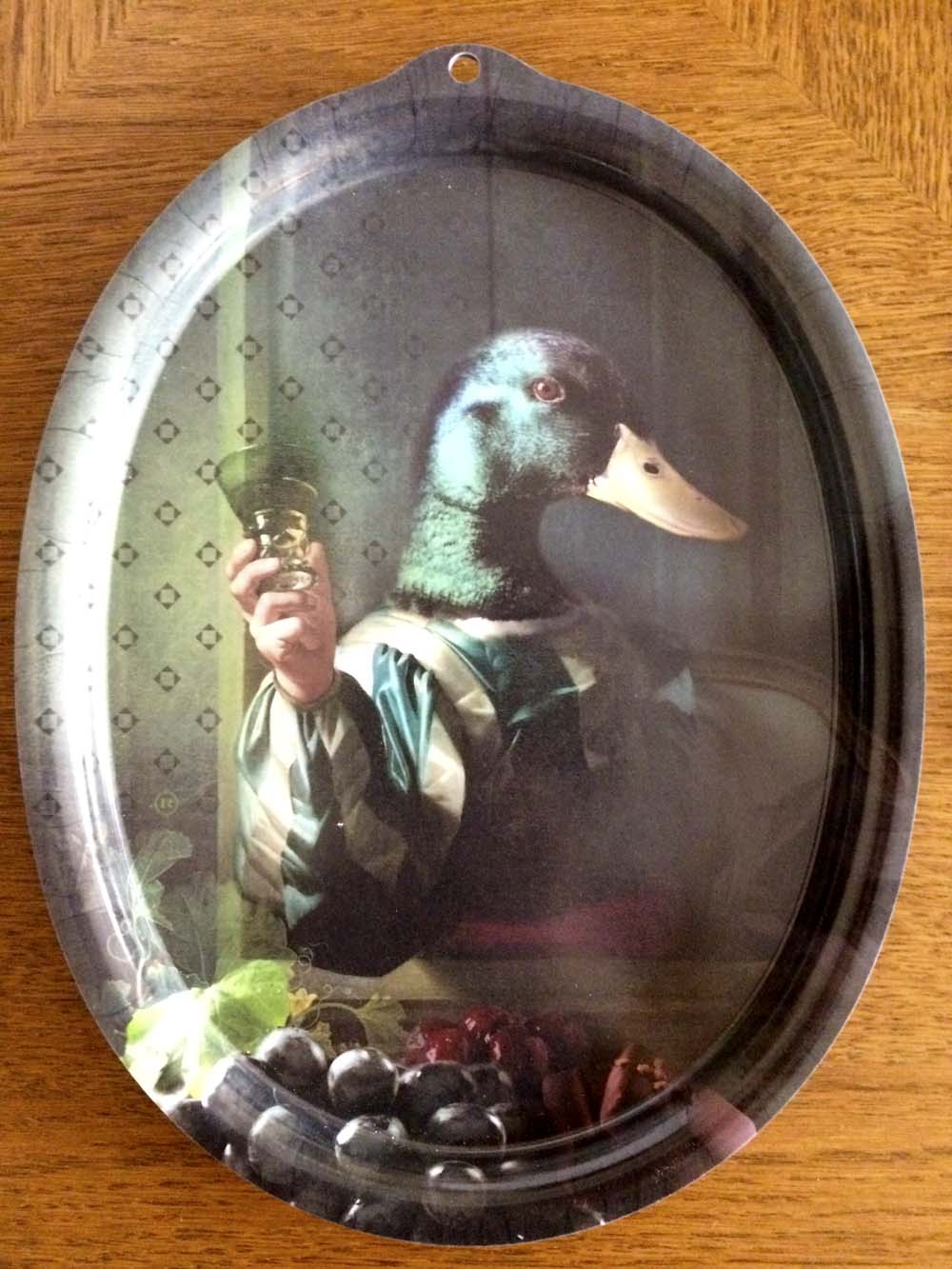a wonderful tray with a man-handed mallard! what shall i name him?