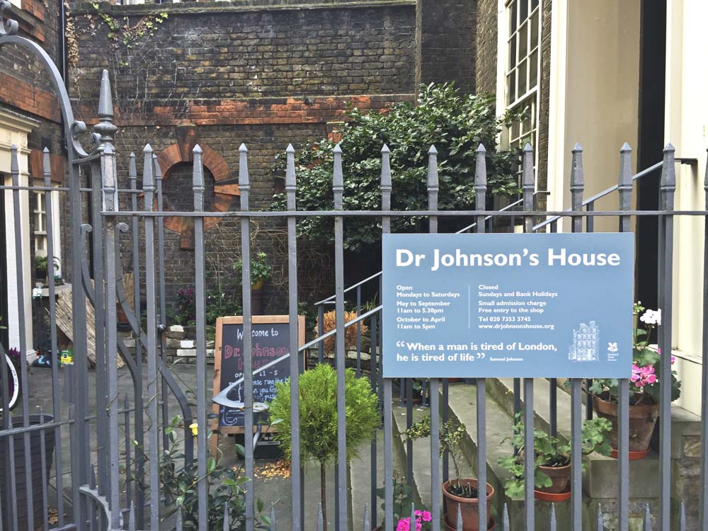 samuel johnson's home, because i'm a great fan of the dictionary, and words in general. plus it's just next door